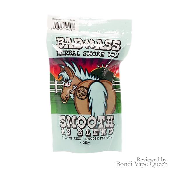 Bad Ass Smooth As Herbal Smoking Mix 30g in light green/cyan packaging