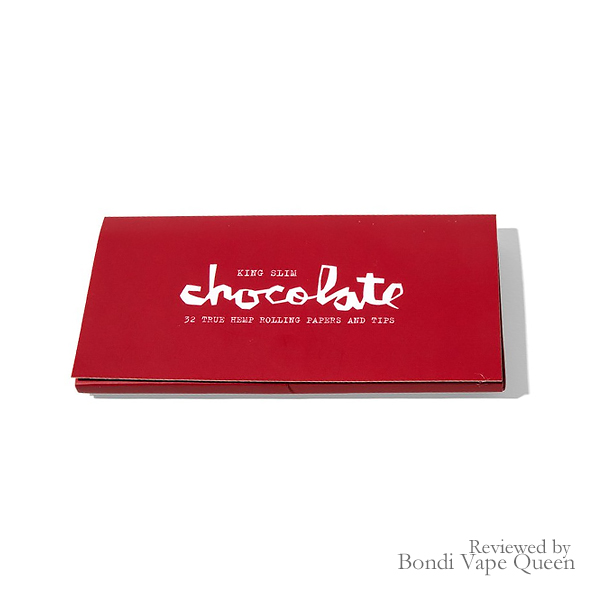 Front of RYOT x Chocolate Rolling Paper in red envelop packaging.